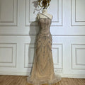 Luxury Dubai Elegant Nude One Shoulder Beaded Evening Dresses Gowns for Formal Occasion CLA72791