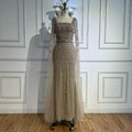 Luxury Arabic Caramel Beaded Evening Dress With Cape Sleeves CLA72966A