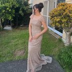 Dubai Mermaid Evening Dress Luxury Modest Arabic Party Gown CLA72714