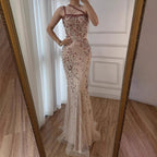 Luxury Red Saudi Arabic Crystal Beaded One Shoulder Evening Dress CLA73135