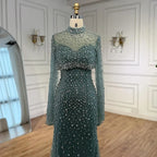 Arabic Two-Piece Luxury Beaded Mermaid Evening Dress With Detachable Top CLA73095