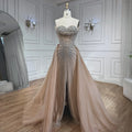 Arabic Luxury Beaded Mermaid Overskirt With Slit Strapless Evening Dress CLA72811