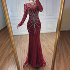 Modest Caramel High Collar Evening Dress For Women Wedding Party CLA73203