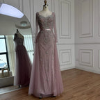 Luxury Nude Beaded Mermaid Evening Dress With Overskirt CLA73190