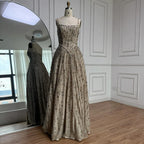 Luxury Sage Green Beaded A-Line Spaghetti Straps Evening Dress CLA72805