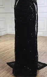 Arabic Modest For Muslim Women Hijab A-Line Cape Sleeves Evening Dress CLA72591