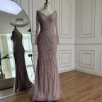 Luxury Muslim Nude Arabic Mermaid Beaded Evening Dress CLA73191