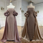 Luxury Arabic Dusty Rose Evening Dresses with Cape CLA72543