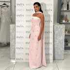 Arabic Simple Beaded Mermaid Strapless Evening Dress With Scarf Women Occasion Gown CLA73100