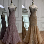 Arabic Luxury Beaded Mermaid Strapless Evening Dress CLA73124