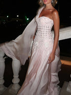Arabic Pink Simple Style Chiffon Evening Dress CLA73451