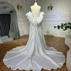 Arabic Luxury Pearls Strapless Mermaid With Cape Evening Dress CLA72585A