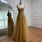 Luxury Sage Green Beaded A-Line Off-Shoulder Evening Dress CLA72605