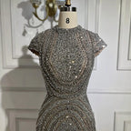 Luxury Designer Dubai Silver Nude Arabic Evening Dresses CLA72344