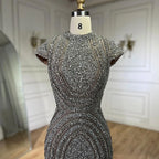 Luxury Designer Dubai Silver Nude Arabic Evening Dresses CLA72344