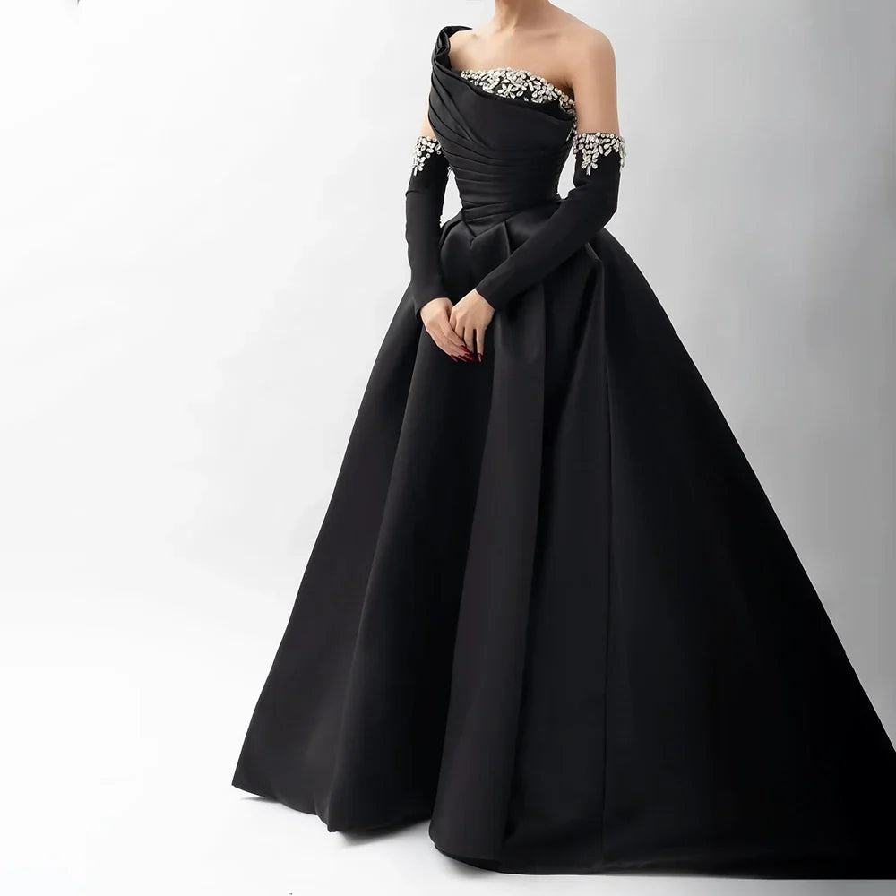 Arabic Satin Simple Style Ball Gown Evening Dress CLA72741