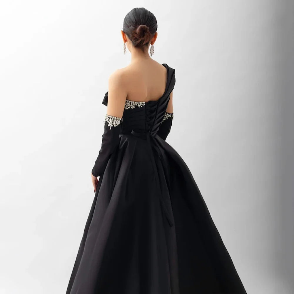 Arabic Satin Simple Style Ball Gown Evening Dress CLA72741