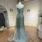 Luxury Blue One Shoulder Evening Dress with Overskirt CLA72434