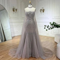 Arabic Luxury Beaded Spaghetti Straps Mermaid Evening Dress With Chocker Cape CLA72440