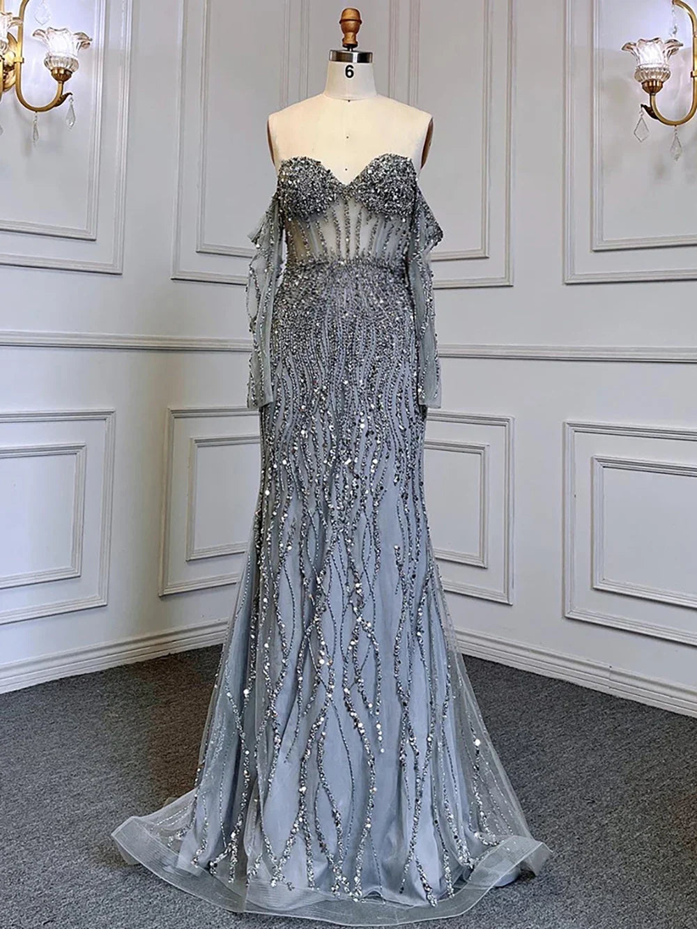 SERENE HILL Luxury Beaded Mermaid Evening Dress CLA71650