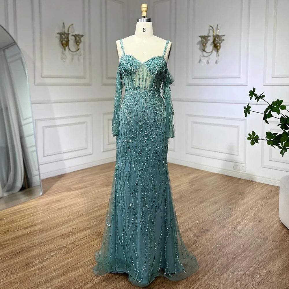 SERENE HILL Luxury Beaded Mermaid Evening Dress CLA71650