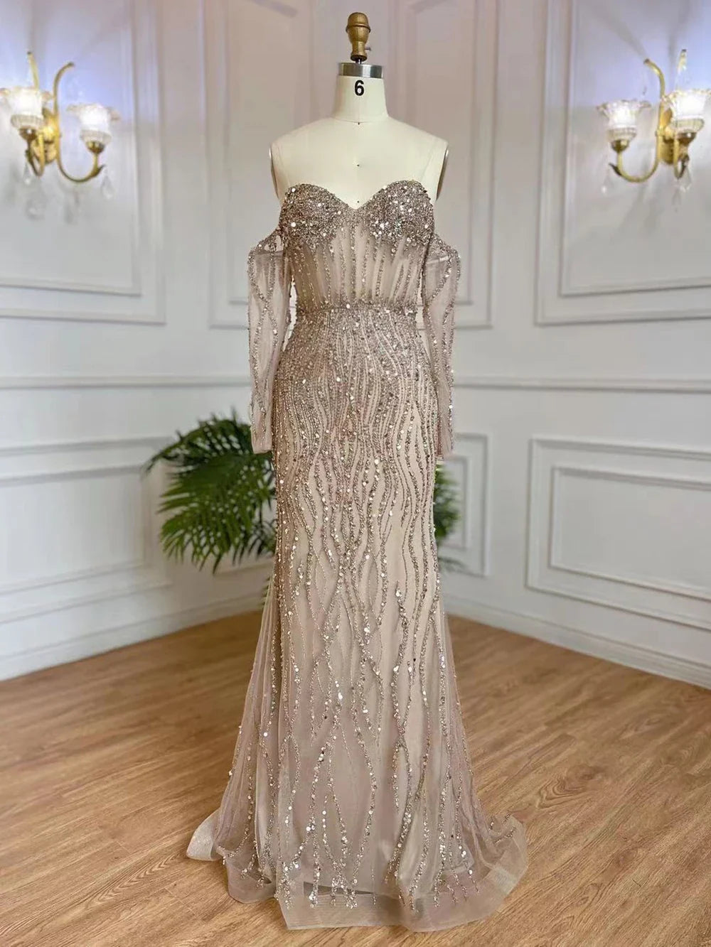 SERENE HILL Luxury Beaded Mermaid Evening Dress CLA71650