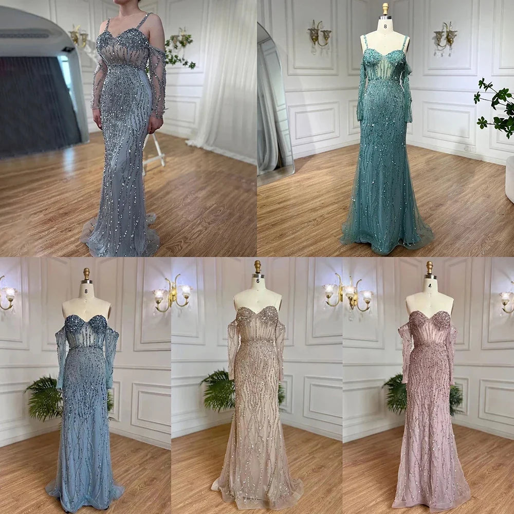SERENE HILL Luxury Beaded Mermaid Evening Dress CLA71650