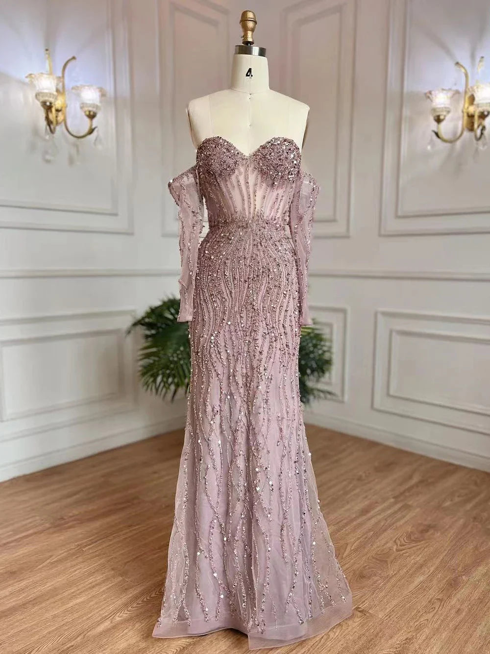 SERENE HILL Luxury Beaded Mermaid Evening Dress CLA71650