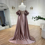 Luxury Arabic Dusty Rose Evening Dresses with Cape CLA72543