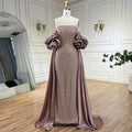 Luxury Arabic Dusty Rose Evening Dresses with Cape CLA72543