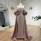 Luxury Arabic Dusty Rose Evening Dresses with Cape CLA72543