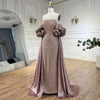Luxury Arabic Dusty Rose Evening Dresses with Cape CLA72543