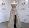 Arabic Luxury Beaded Mermaid With Detachable Overskirt Evening Dress Sleeveless Slit Women Party Gown CLA70765