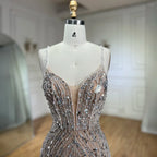 Arabic Beaded Pearls Sleeveless Mermaid With Slit Evening Dress With Chocker CLA72047B