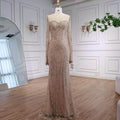 Arabic Lace Simple Style Long Sleeves Modest Mermaid Evening Dress CLA72545