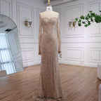 Arabic Lace Simple Style Long Sleeves Modest Mermaid Evening Dress CLA72545