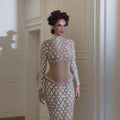 Luxury Silver Nude Beaded Corset Mermaid Evening Dress CLA73335