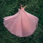 Luxury Beaded Pink Mermaid Evening Dress With Big Bow CLA73061
