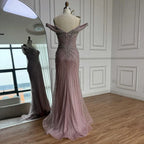 Arabic Luxury Beaded Off Shoulder Mermaid With Overskirt Evening Dress CLA73128