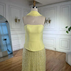 Simple Yellow Mermaid Evening Dress With Shawl CLA73007