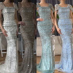 Dubai Mermaid Evening Dress Luxury Modest Arabic Party Gown CLA72714
