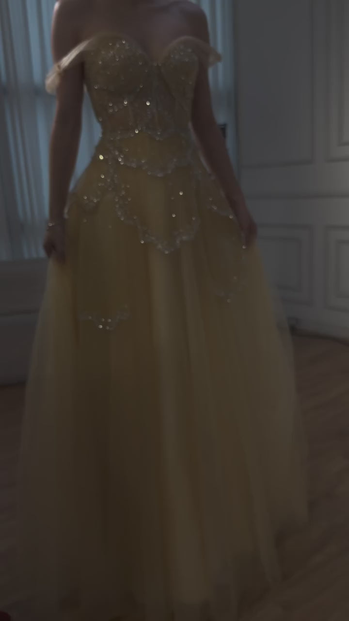 Luxury Sage Green Beaded A-Line Off-Shoulder Evening Dress CLA72605