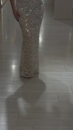 Luxury Nude Pearl Beaded Mermaid Evening Dress LA73395