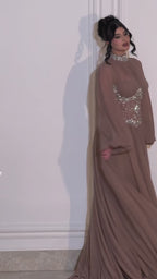 Luxury Brown Crystal Beaded A-Line Evening Dress LA73629