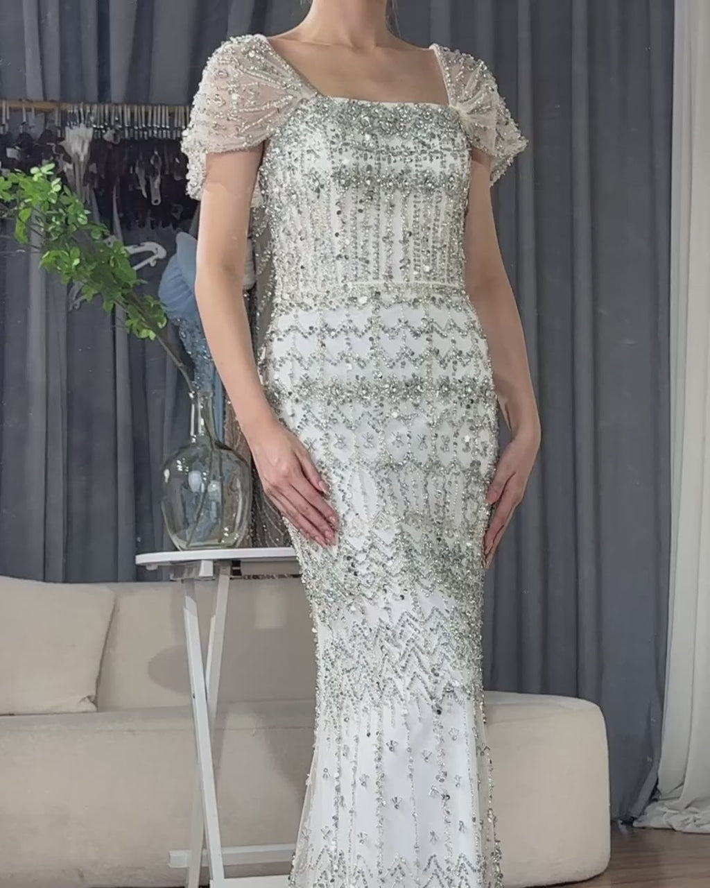 Dubai Mermaid Evening Dress Luxury Modest Arabic Party Gown CLA72714
