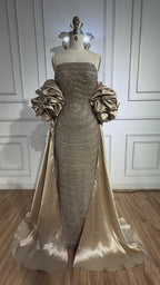 Luxury Arabic Dusty Rose Evening Dresses with Cape CLA72543