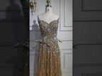 Kosovo Luxury Full Diamonds Beaded A-Line Evening Dress Nude Strapless Women Red Carpet Gown CLA73209