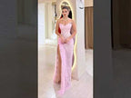 Luxury Pink Saudi Arabic Lace Embroidery Evening Dress CLA73373