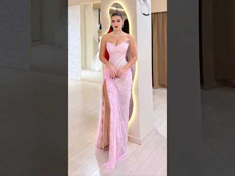 Luxury Pink Saudi Arabic Lace Embroidery Evening Dress CLA73373