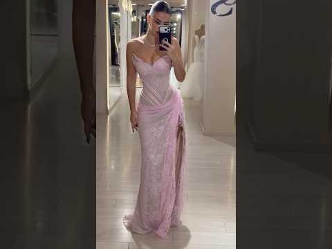 Luxury Pink Saudi Arabic Lace Embroidery Evening Dress CLA73373